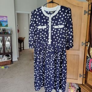 Navy Polka Dot Dress